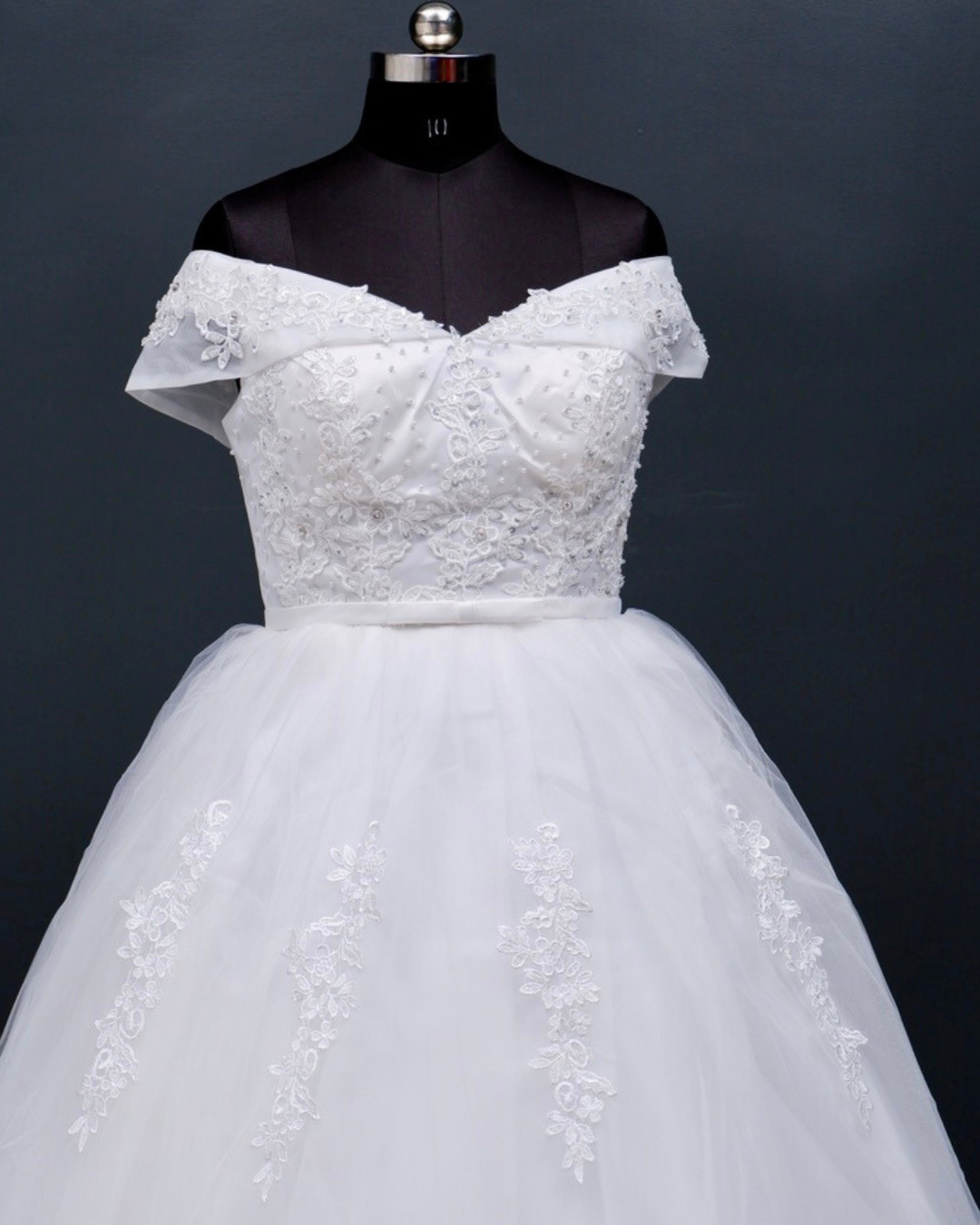 Off-shoulder White Wedding Gown