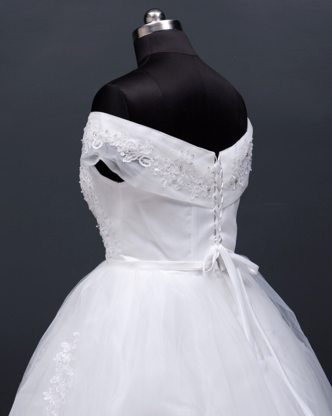 Off-shoulder White Wedding Gown